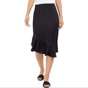 Thalia Sodi Womens Flounce-Hem Asymmetrical Skirt, Black, NWT